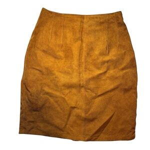 The Limited vintage suede leather skirt camel tan size 6 lined back slit